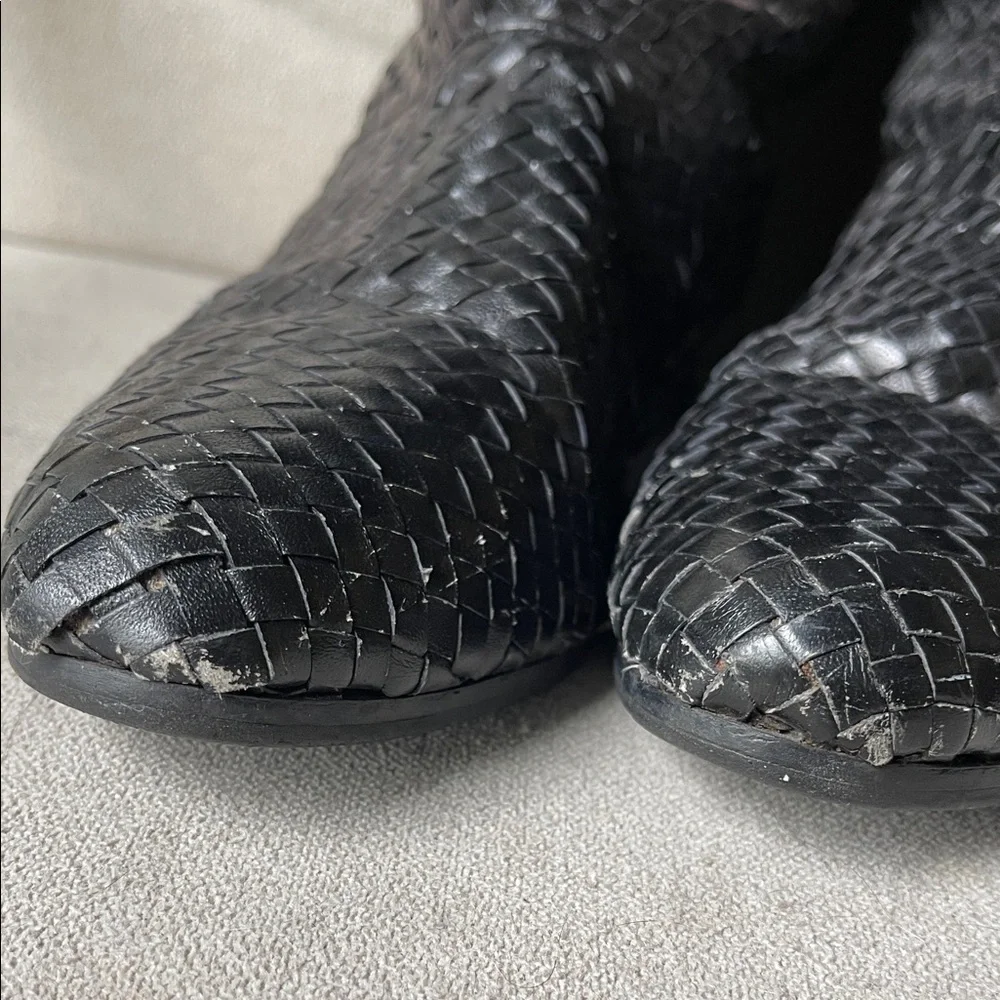 Vintage Black Basket Weave Knee High Boots - Picture 3 of 6